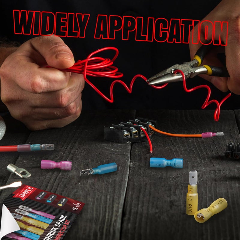 TMH 260 PCS Heat Shrink Spade Connectors AWG 22-10 Electrical Wire Connectors - Female and Male Spade Terminals for Watercraft, Electronics, Automotive Crimp Connectors - Image 5